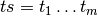 ts = t_1 \ldots t_m